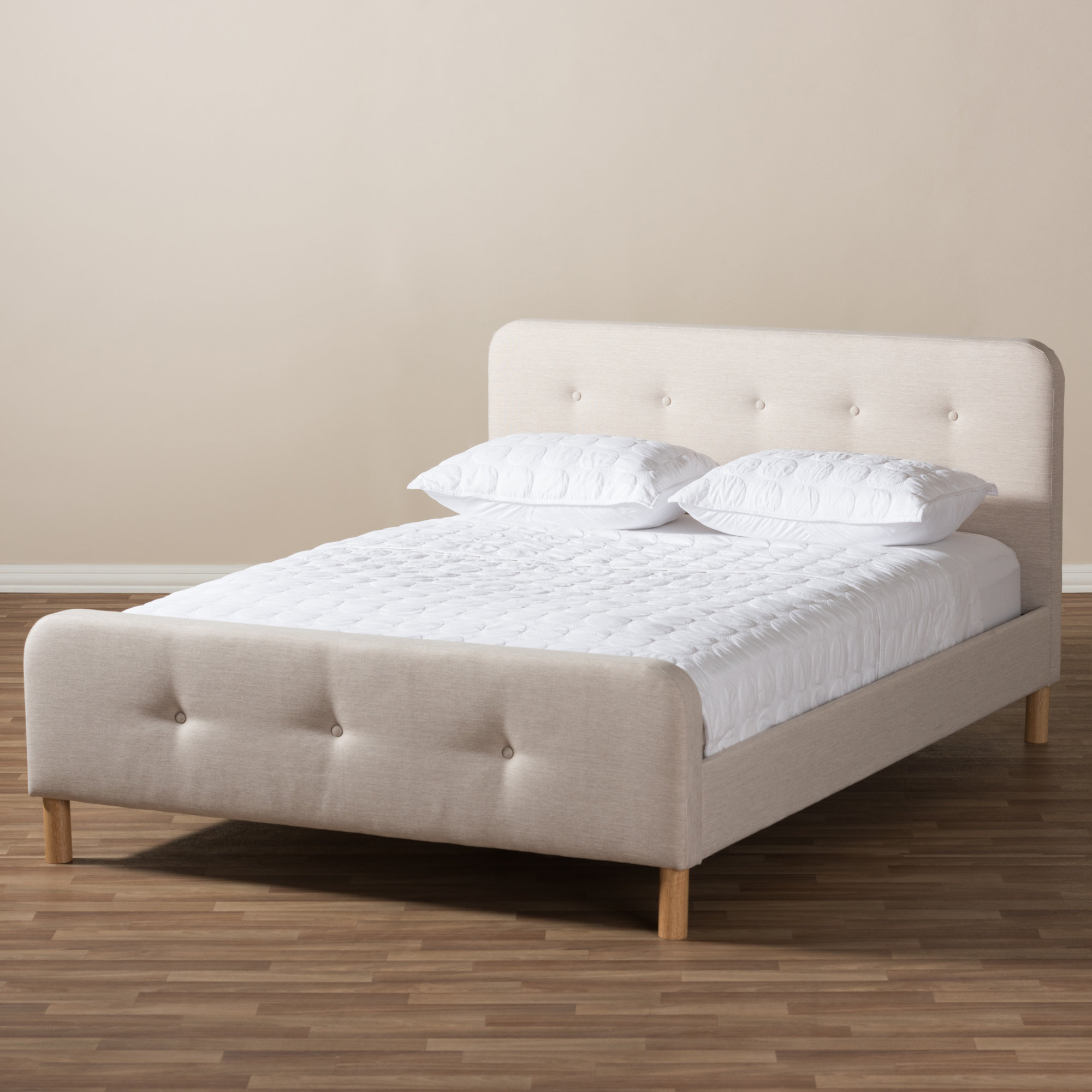 Baxton Studio Riccardo MidCentury Fabric Upholstered Platform Bed